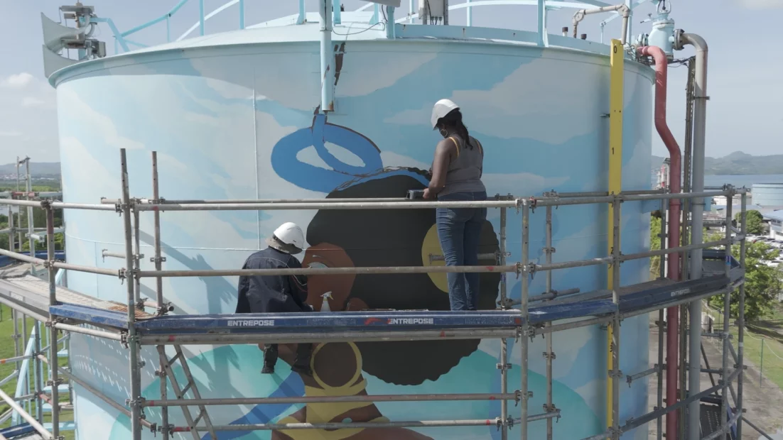 Une œuvre de Nekart produite par Milmurs pour une cuve d’eau de SARA